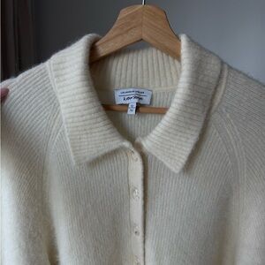& Other Stories Alpaca Blend Knit Polo Sweater Cream Cozy Chic, L